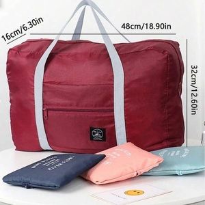 Travel folding carry bag maroon and gray